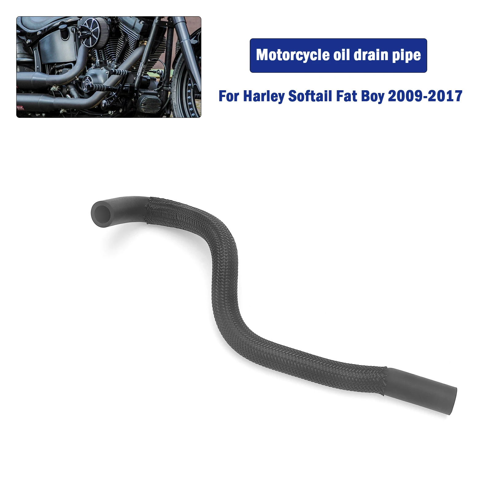New Motorcycle Oil Drain Hose Oil Cooler Hose for Harley Breakout 2013-2017, Harley Softail Fat Boy  2009-2017 black