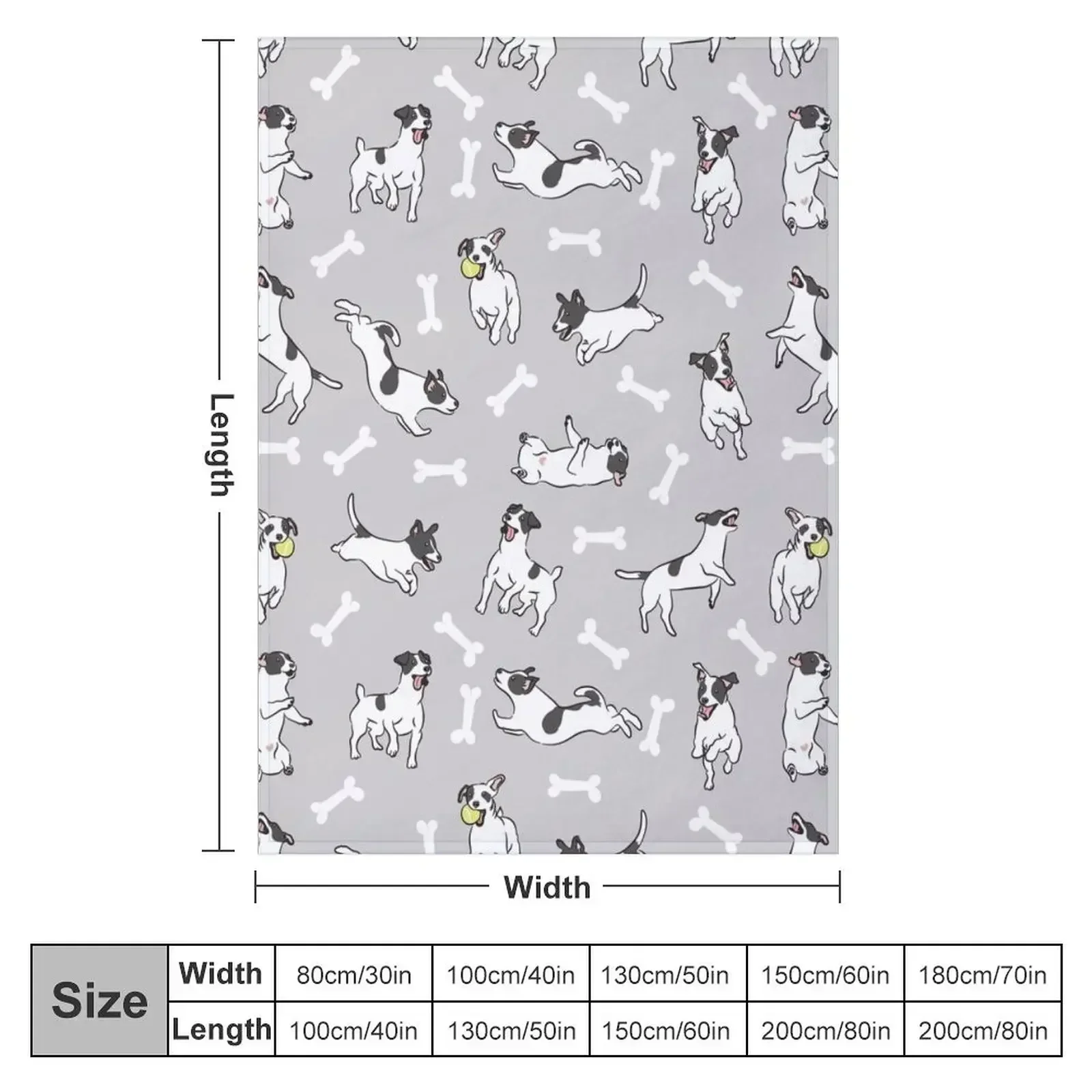 Playing Black and White Jack Russell Terrier - Gray Background Throw Blanket couch cozy soft plush fuzzy picnic outdoor blanket