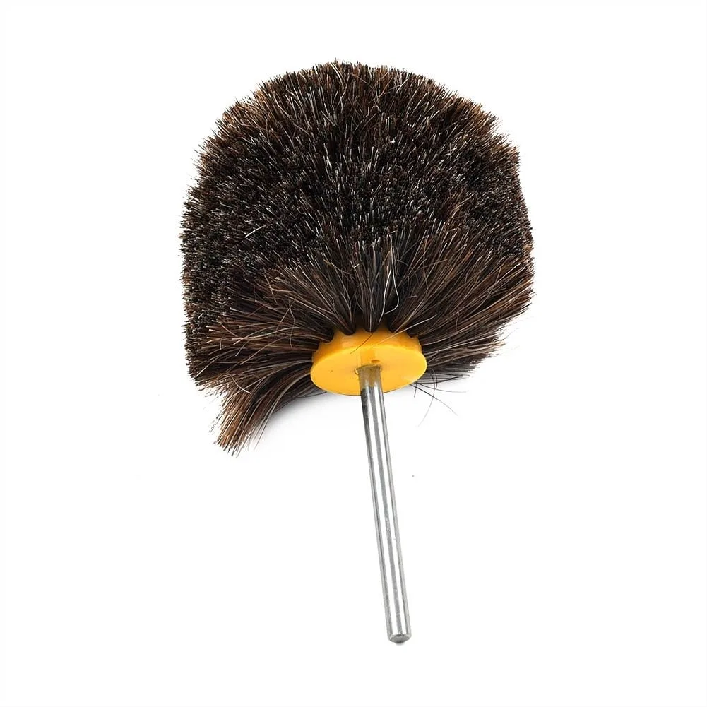 

4 inch Horsehair Brush for Leather, Soft Bristle Polishing Wheel for Jewelry Wood Metal Cleaning