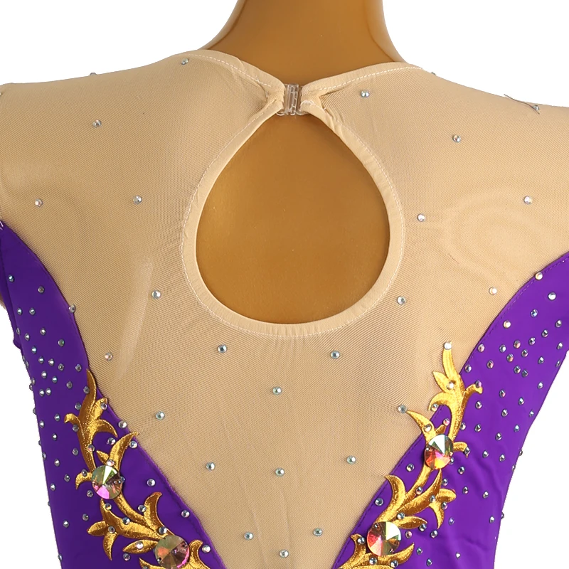 Figure Skating Dress purple Women girl Ice Skating Dress Gymnastics Costume custom crystal rhinestone B230