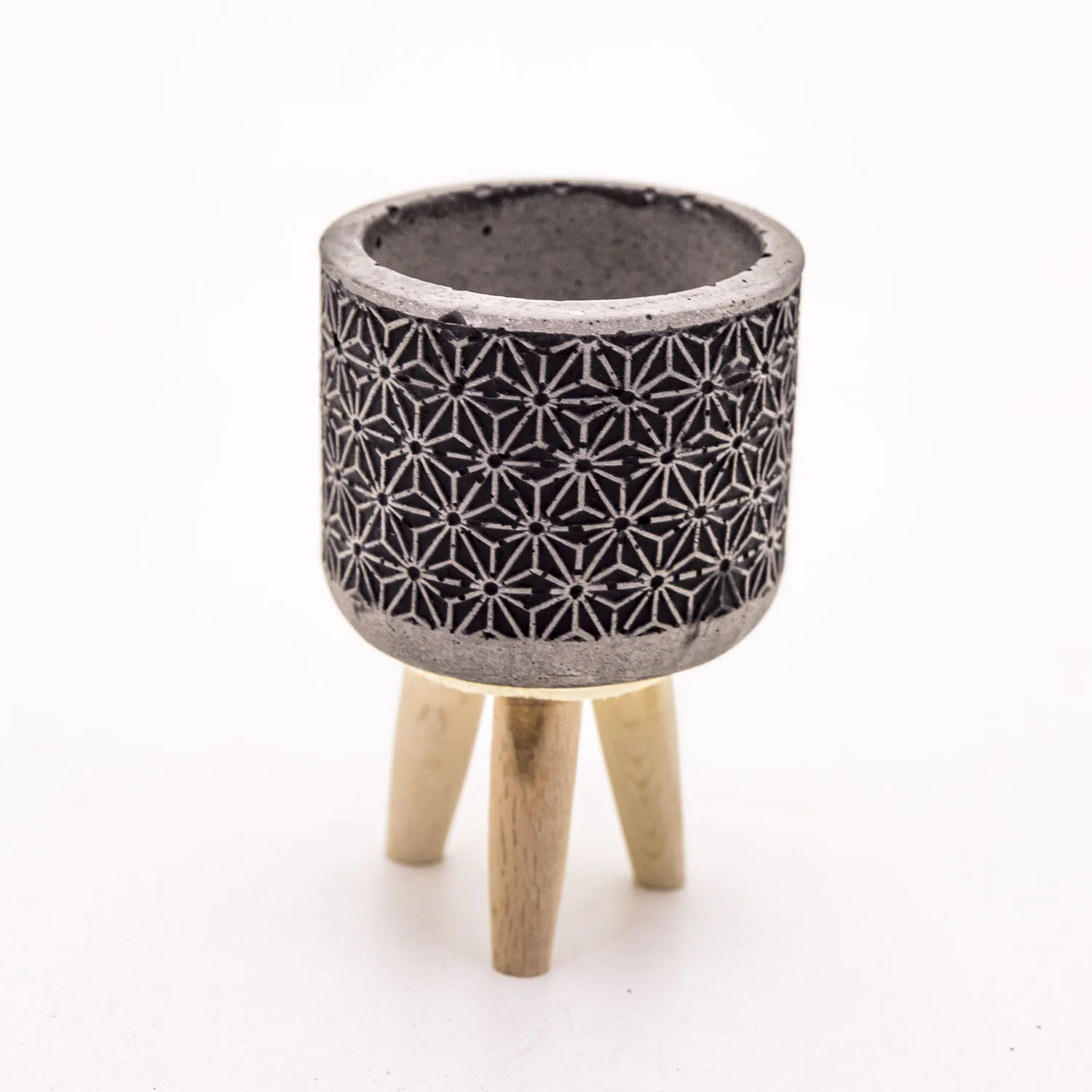 Black concrete Sukulent flower pot with star pattern black concrete Sukulent Cm