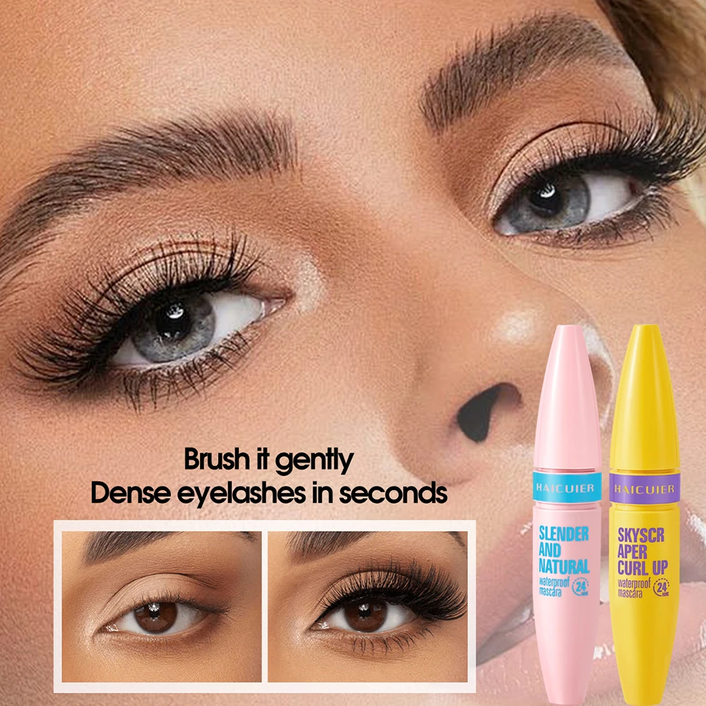 Slim Curly Thick Eye Black Mascara Thickening Lengthening Curling Waterproof Liquid Fiber Mascara Eye Makeup Cosmetics