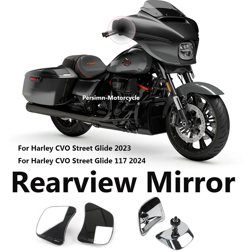 

2024 новые боковые зеркала заднего вида для мотоцикла, зеркало заднего вида для мотоцикла, хромированные черные аксессуары для Harley CVO Street Glide 117
