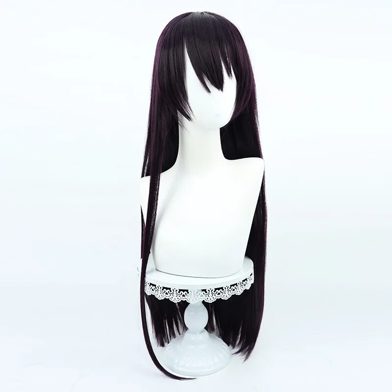 Nijisanji VTuber Kenmochi Touya Version féminine perruque cosplay cheveux longs violet foncé cadeau d'Halloween