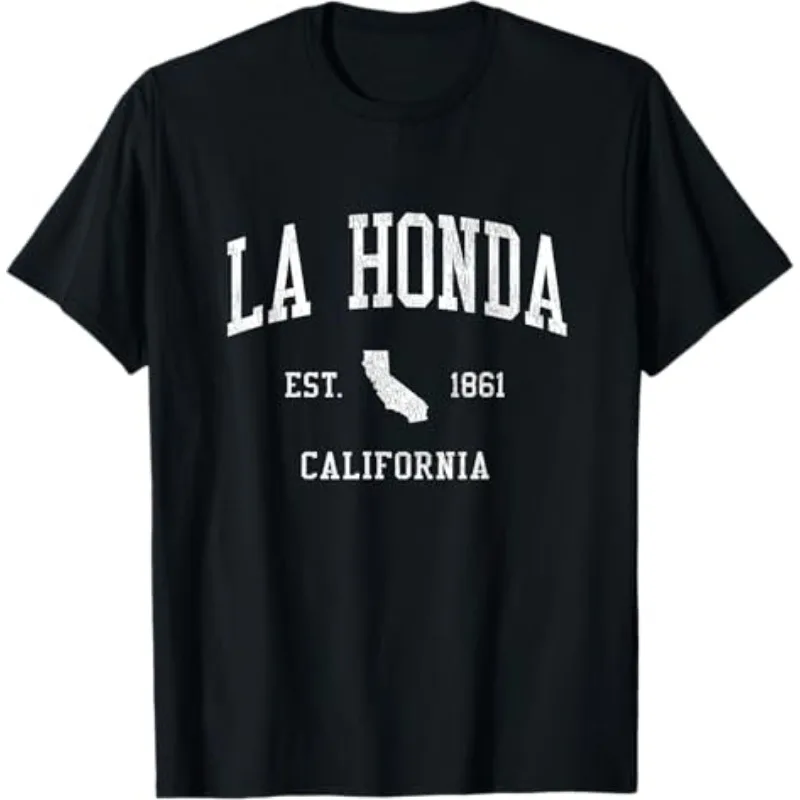 

Honda Men's and Women's T-Shirt Summer Racing Motorcycle Riding Short Sleeve La Honda CA Vintage Athletic Sports Casual Top