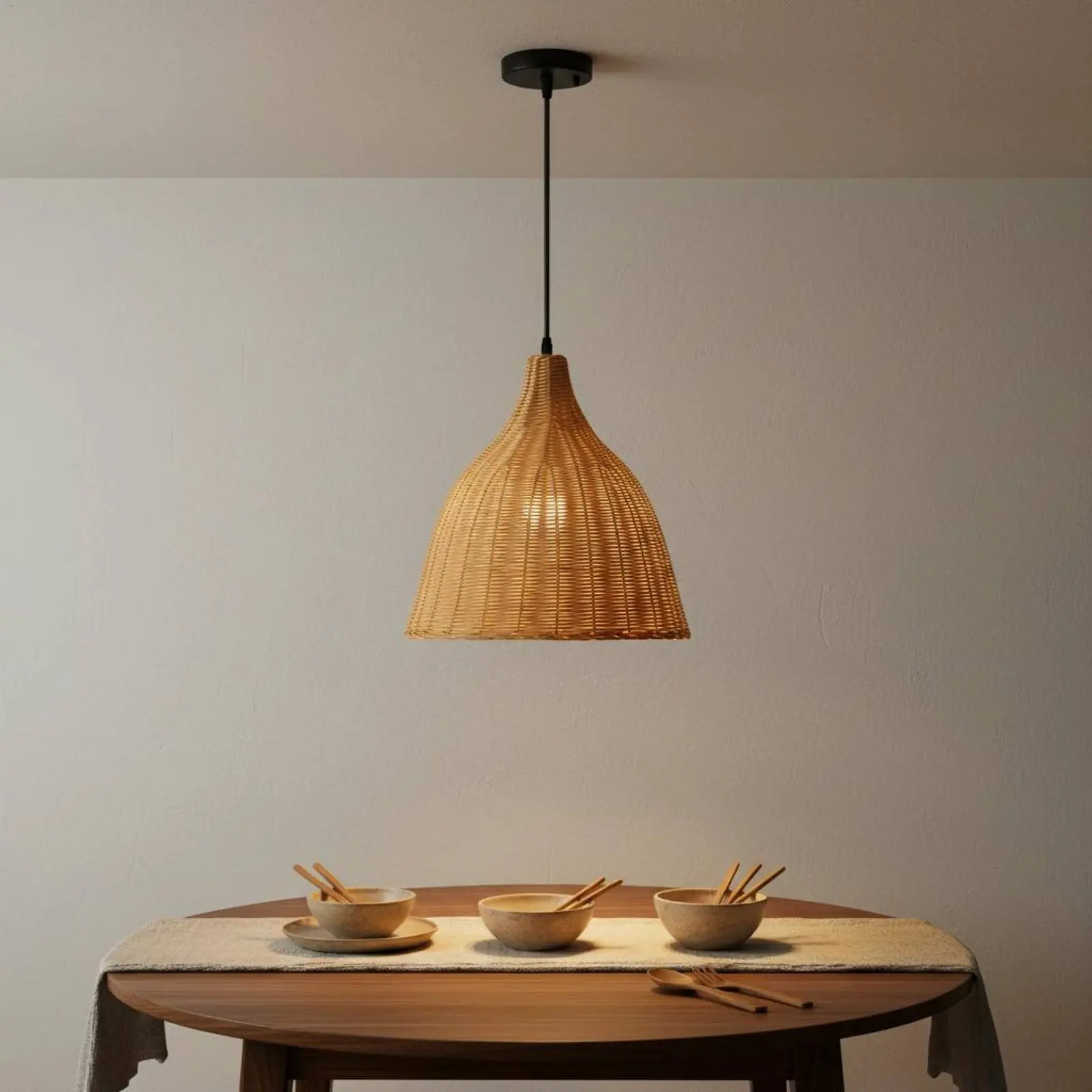 Lámpara de bambú diseño rústica para luz en hogares con gatos y perros - imagen 4