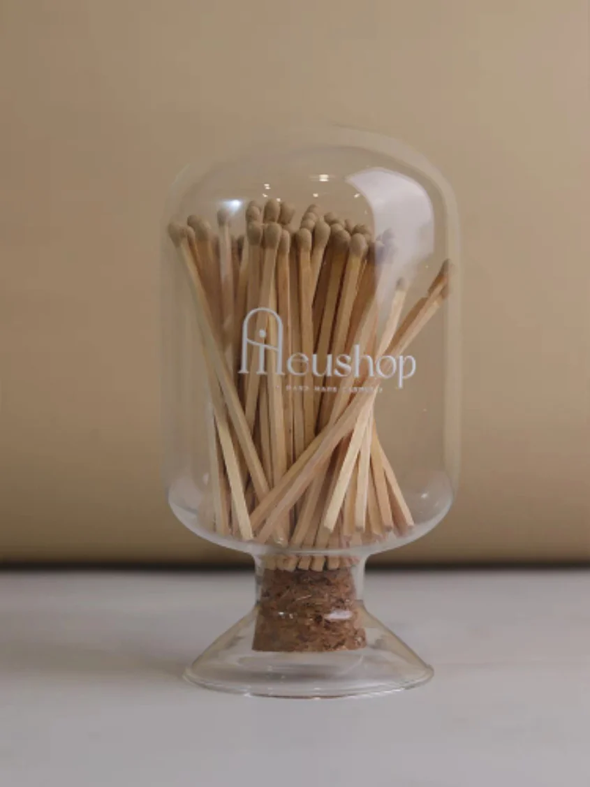 Fireplace Match Bottle Glass Jar Home Decor Small Matches Storage Containers Housewarming Gift