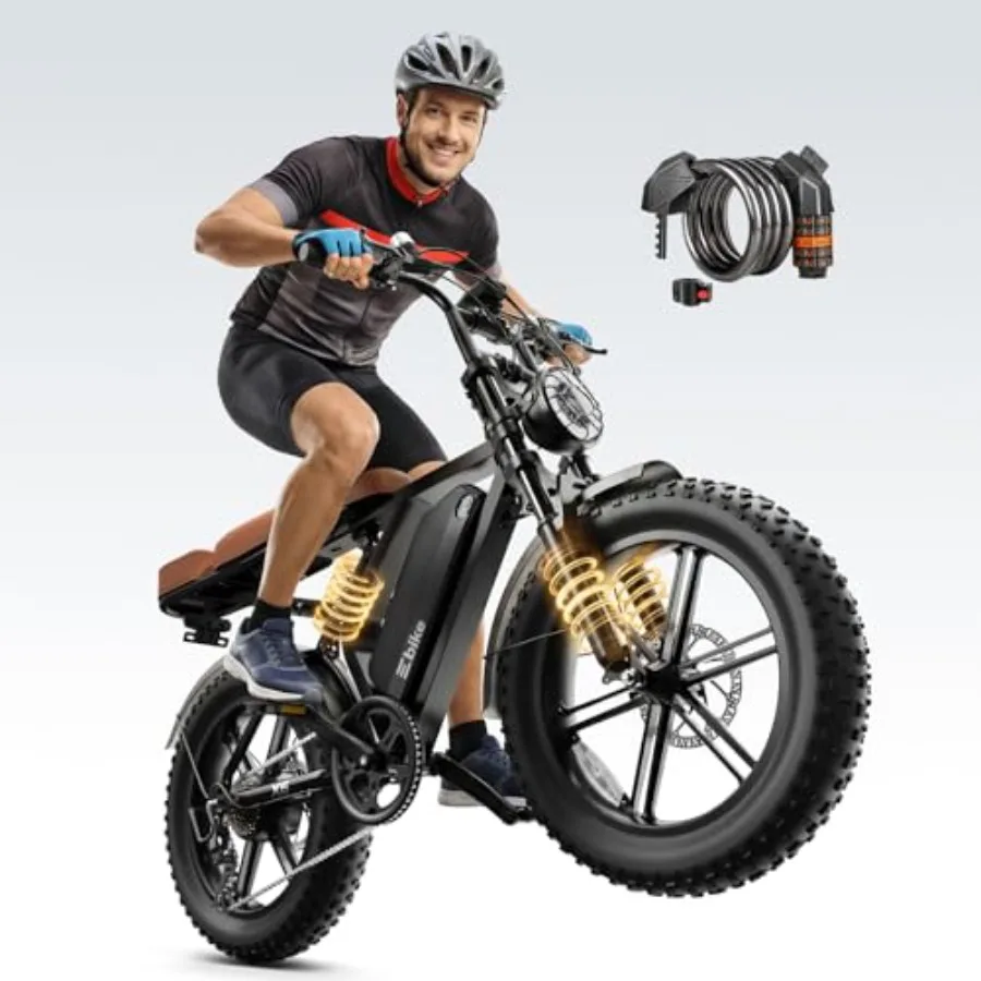 

Off-road electric bike for adults: 1500W peak motor, 28 MPH speed, 48V 15/30AH removable battery, 20x4.0 fat tires, dual suspen