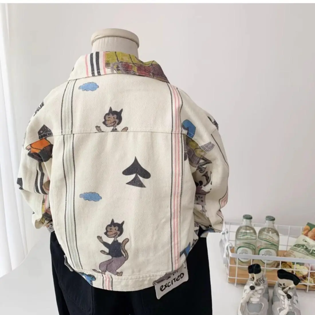 Boys' Pure Cotton Jacket Spring and Autumn New Children's Graffiti Handsome Coat Top Korean Edition Casual Jacket