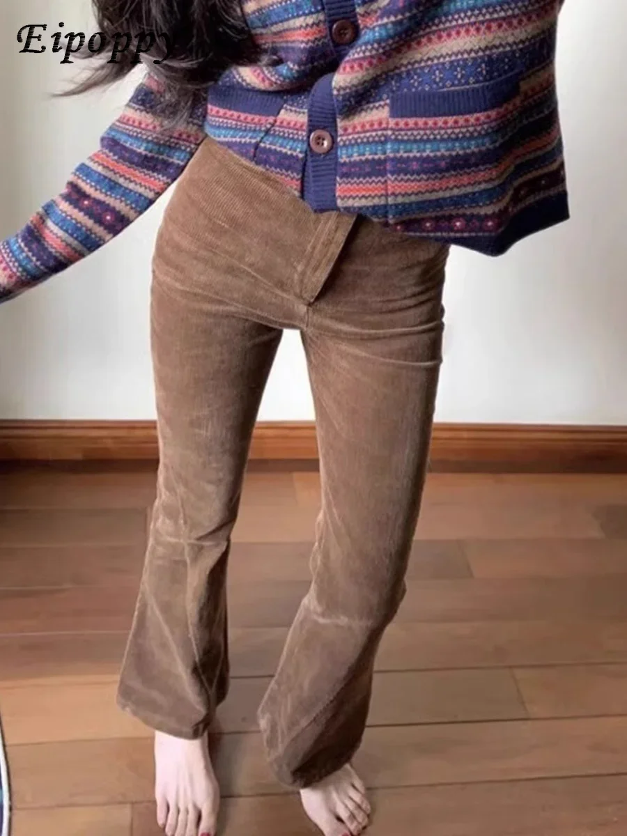 سراويل غير رسمية عالية الخصر مستقيمة ، سراويل متدلية واسعة ، الخريف والشتاء