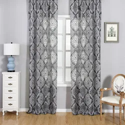 European Style Grey Jacquard Curtain for Living Room Retro Style Translucent Window Drapes Home Decor 1PC