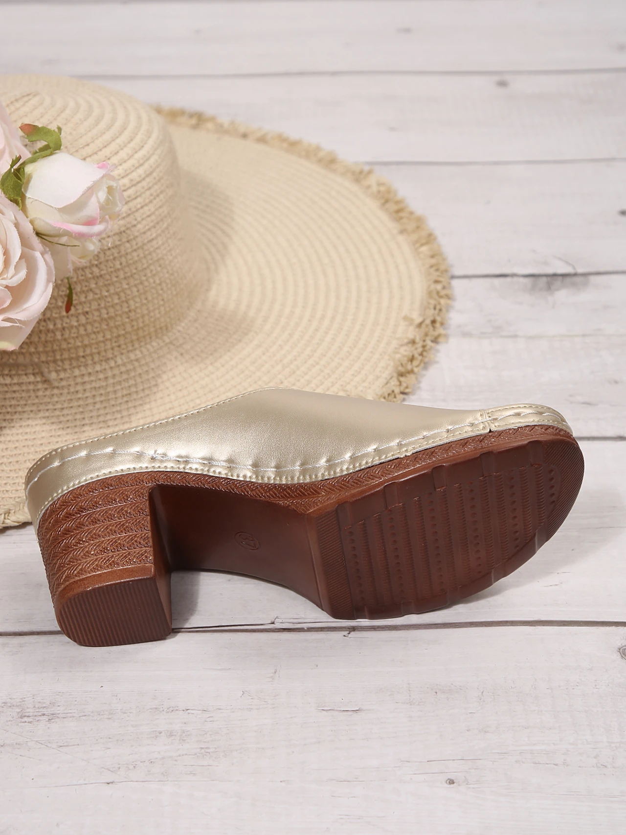 Damen Open-Toe High-Heel Pantoletten – Sommer Neuheit für Outdoor-Tragekomfort – Slip-On Schuhe in den Größen 36-43 mit Polyurethan-Obermaterial und Dämpfung – Detail 18