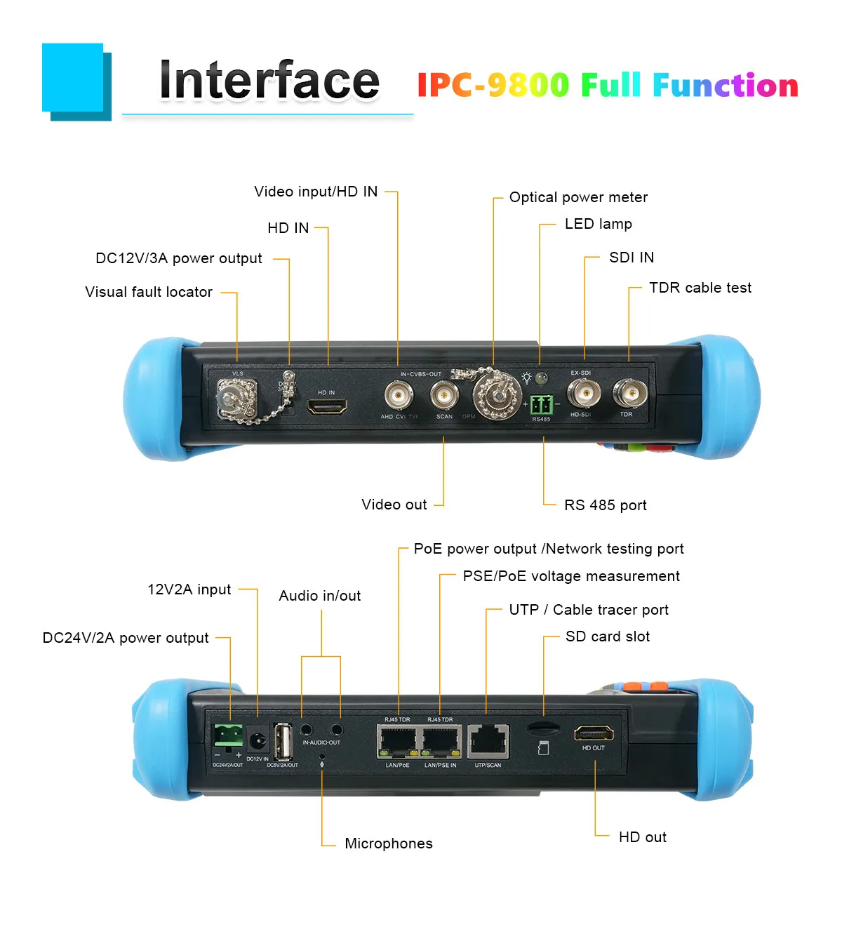 IPC-9800MOVTADHS Pro IPC Tester Support 8K IPC Camera And VGA 8MP AHD CVI TVI Test Wifi PTZ Cable Tester HDMI PoE CCTV Tester