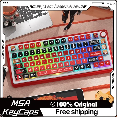Eva-02 Theme Keycap 122 Key Msa Profile Pbt Thermal Sublimation Four Sided Transparent Mechanical Keyboard Anime Game Keycap