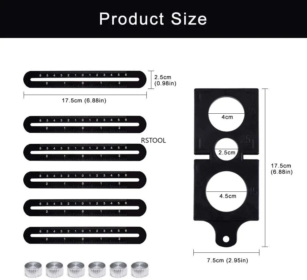 6-fold Aluminium Alloy Angle Finder Measuring Ruler Perforated Mold template tool locator drill guide tile hole