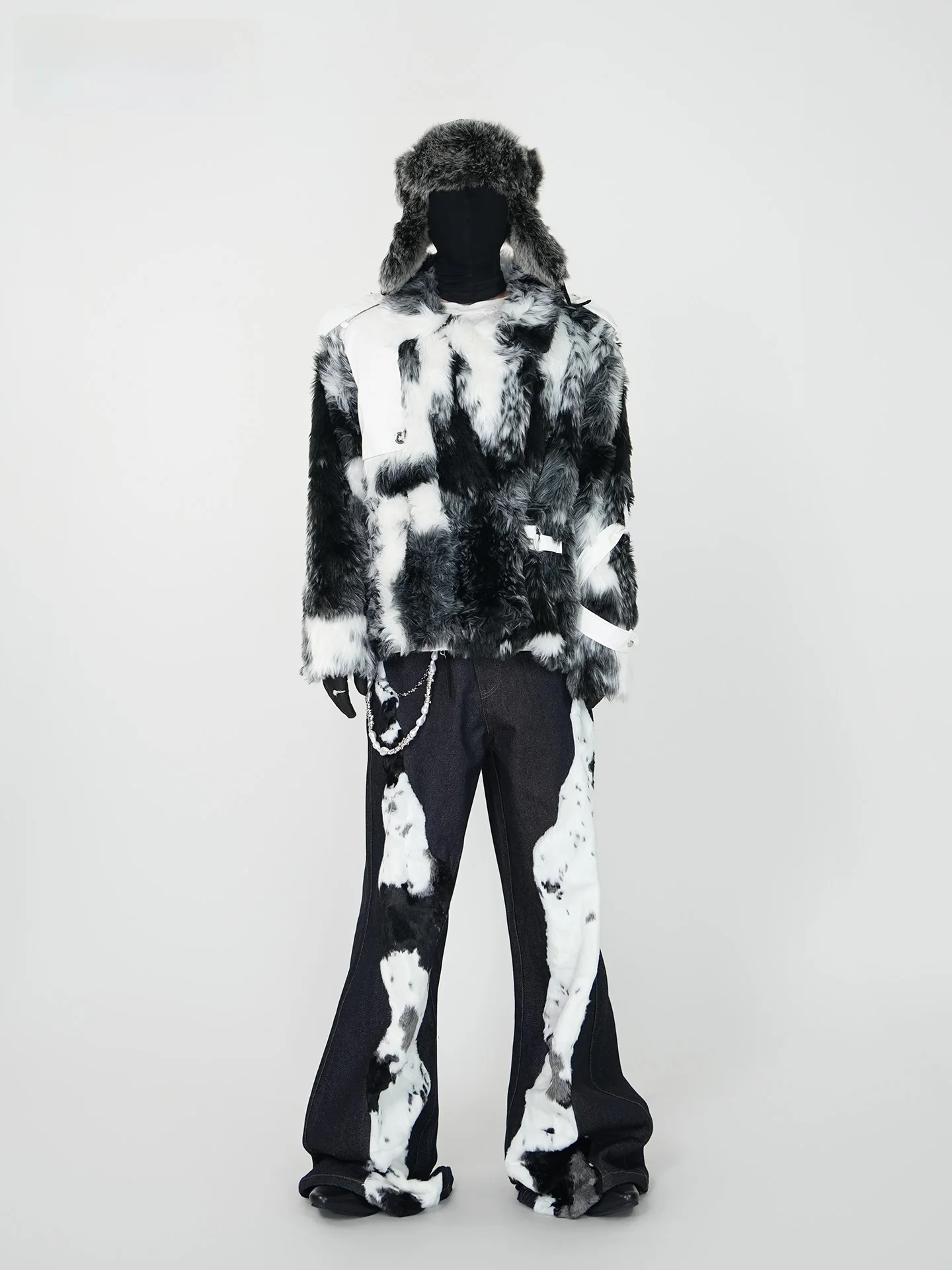 

VE2 Paris Faion ow Inspired ort Fur Lined Cotton Jaet Men's Winter Warm Faionable Cleanfit Sle Metal Decoration