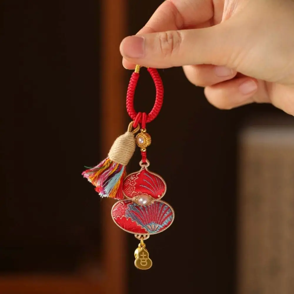 Handmade Brocade Gourd Pendant Good Luck Chinese Style Woven Tassel Bag Pendant Traditional Blessing Hanging Ornaments Bag Charm