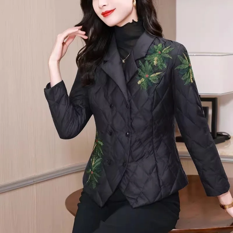 Suit Collar Down Cotton Jacket,Autumn Winter Mom's Loose Casual , Lightweight And Slim Fit Coat For Women Elegant w1591