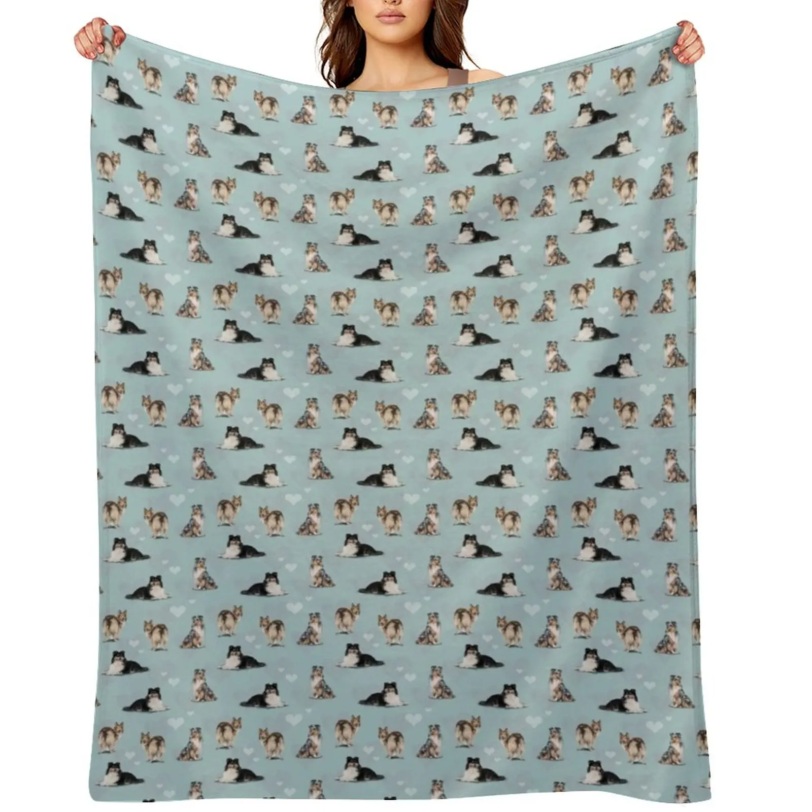 

The Shetland Sheepdog Sheltie in Blue Throw Blanket heavy to sleep Blankets For Sofas anime warm for winter Blankets