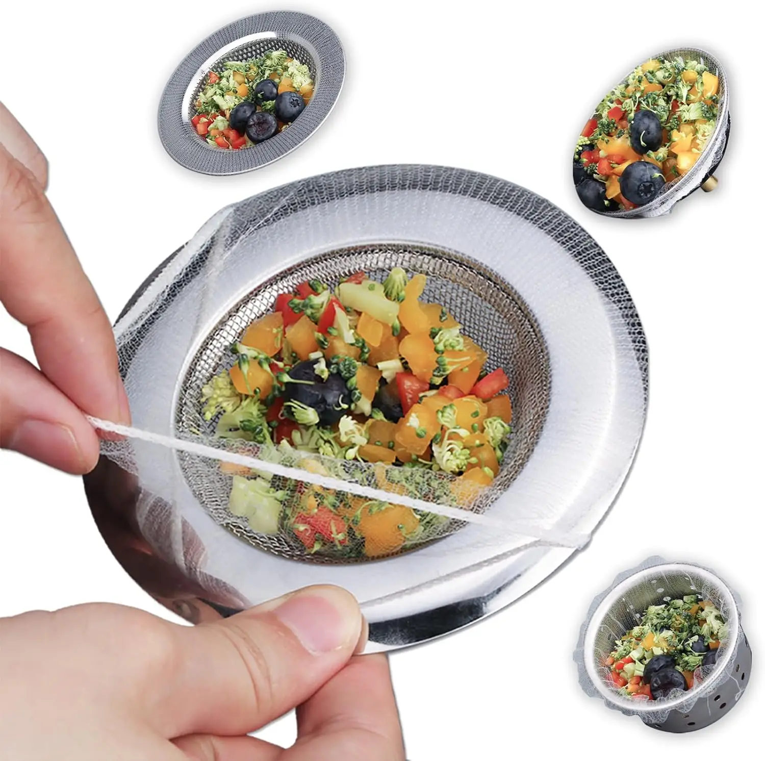 

250 Pcs Kitchen Sink Strainer Bags, Elastic Disposable Mesh Filters for Food Waste & Hair