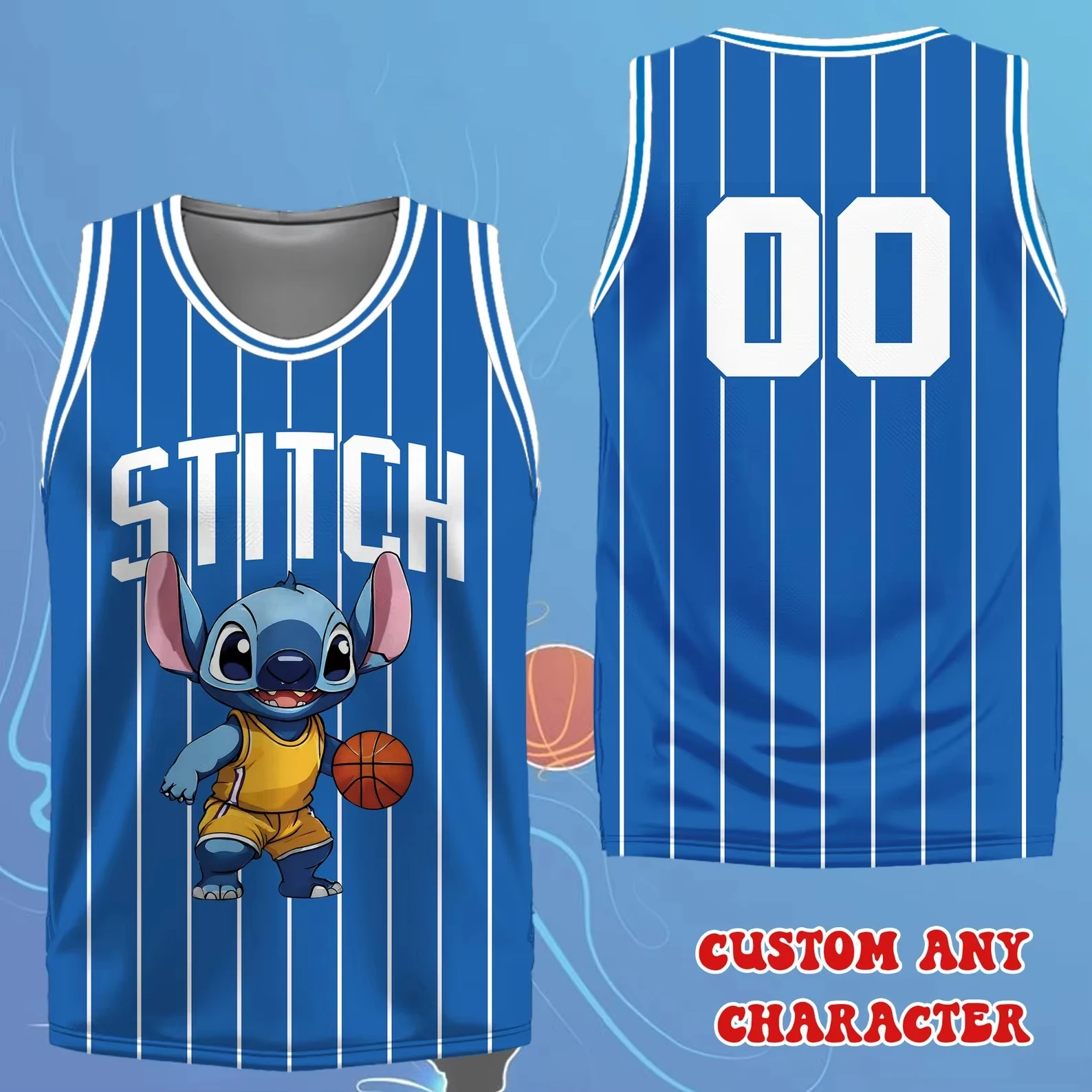 

Майка Disney Stitch Angel, детская баскетбольная майка с изображением Пуха, одежда для мальчиков, детская футболка, спортивная одежда, тренировочная форма, жилет, костюм
