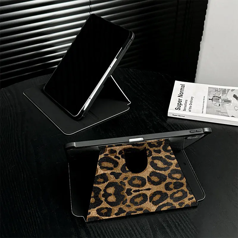 Graffiti oil Ins Golden Leopard Printt iPad Case For iPad Pro 11 13in 2025 iPad Pro 12.9in Air7 10th 11th M4/5 MINI Rotate Cover