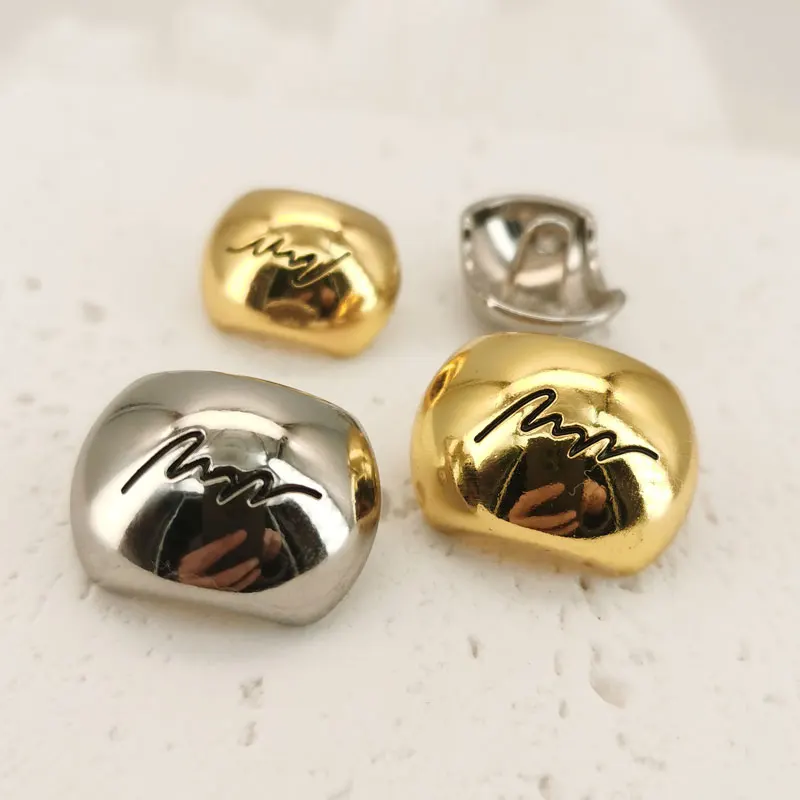 Metallknöpfe Gold Silber Oval mit Hohem Schaft 6er-Pack Nähknöpfe für Kleidung Mode-Accessoires 18/23mm – Detail 1