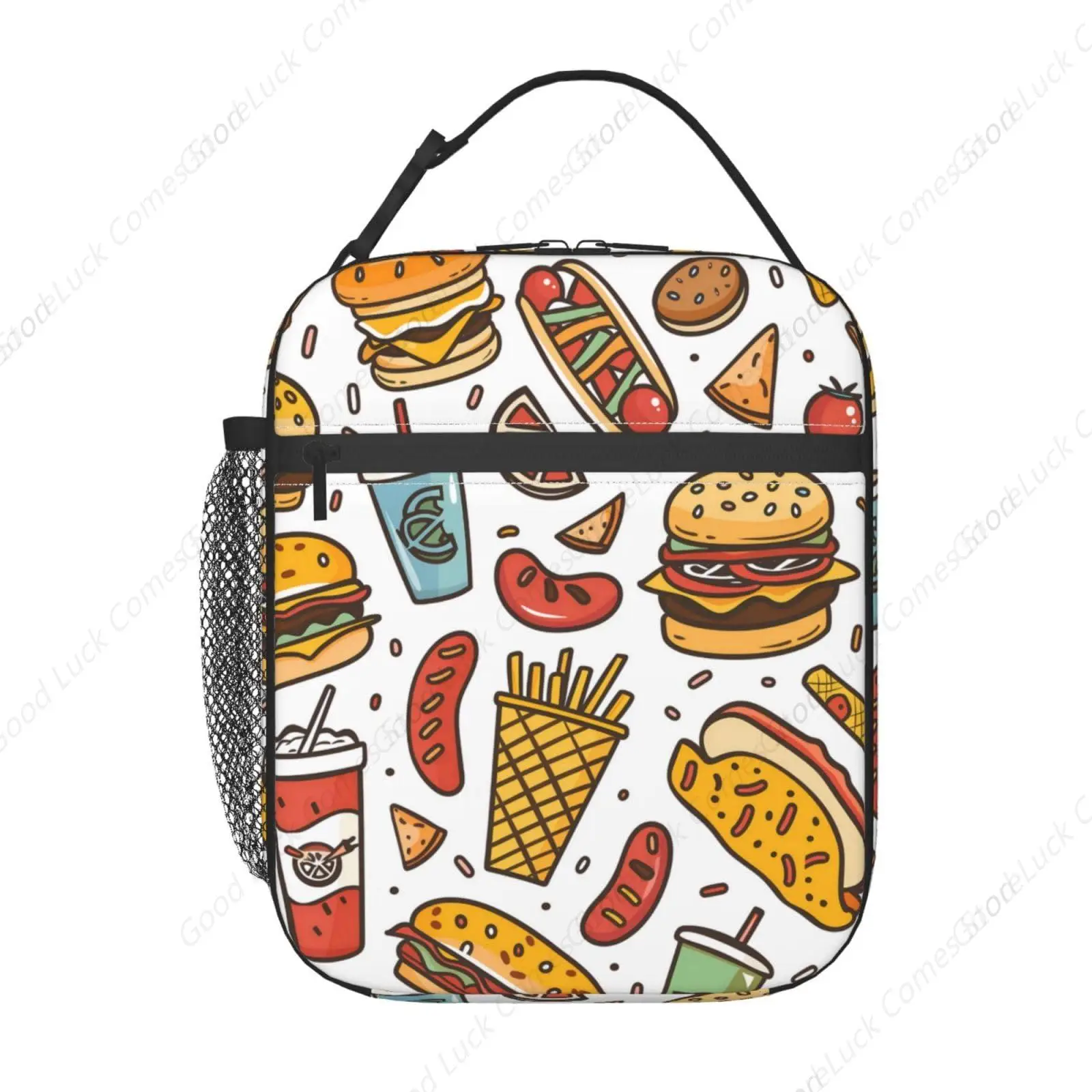 Insulated Lunch Box for Women Men, Food Theme Lunch Box Reusable Portable Lunch Bag Cooler Tote Waterproof Lunch Container