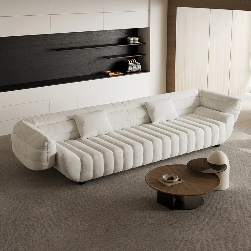Minimalist banana boat sofa, curved fabric creative vertical row, three-seat fabric sofa