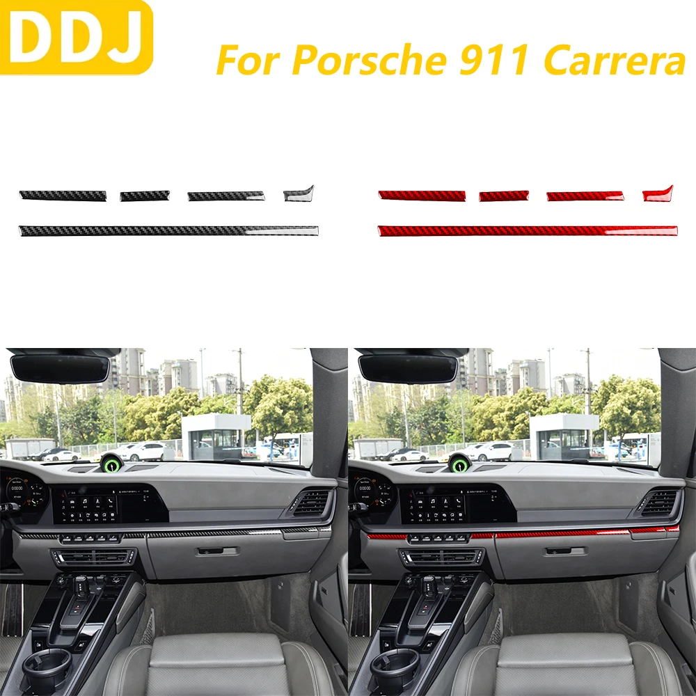 

Для Porsche 911 992 Carrera 2019-2024 углеродное волокно, центральная консоль, панель приборной панели, декоративные полоски, автомобильные аксессуары, декоративная наклейка