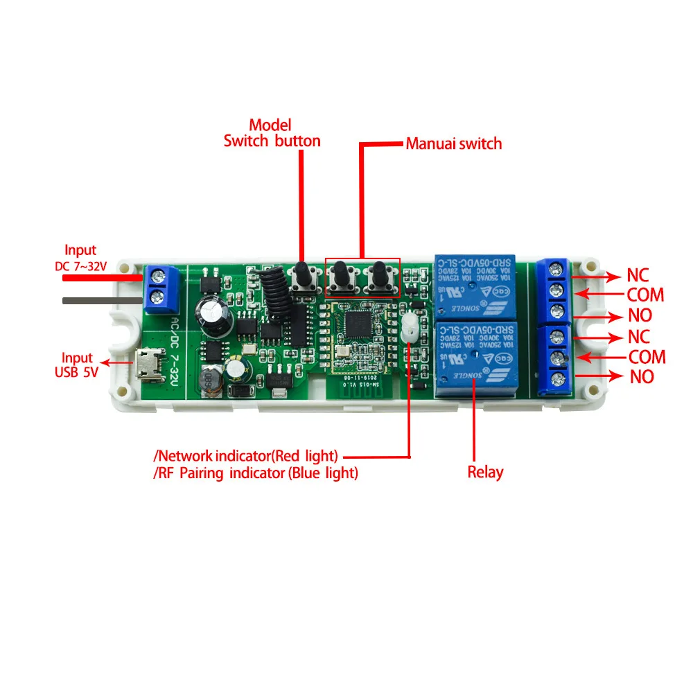 Smart Wireless Relay Switch Module Tuya Ewelink App Remote Access Control Timer Home Automation Hardware Device