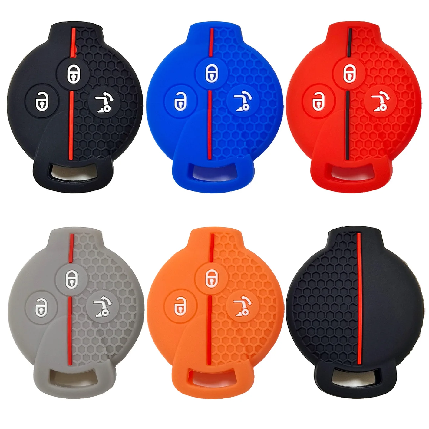 For Mercedes-Benz Elf smart fortwo straight 3-button honeycomb pattern silicone key cover