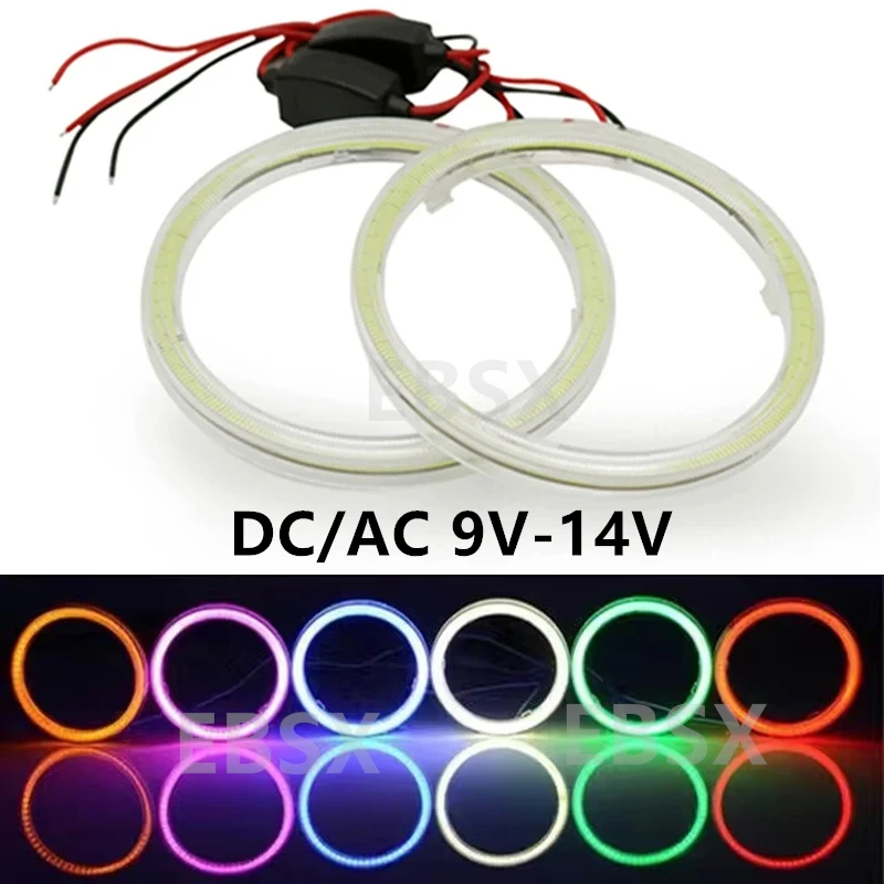 1Pcs 9-14V COB Angel Eyes With Cover Halo Rings For LED Car Fog Motorcycle Scooter Headlights 60 80 95 120 130 140mm Fog Lights