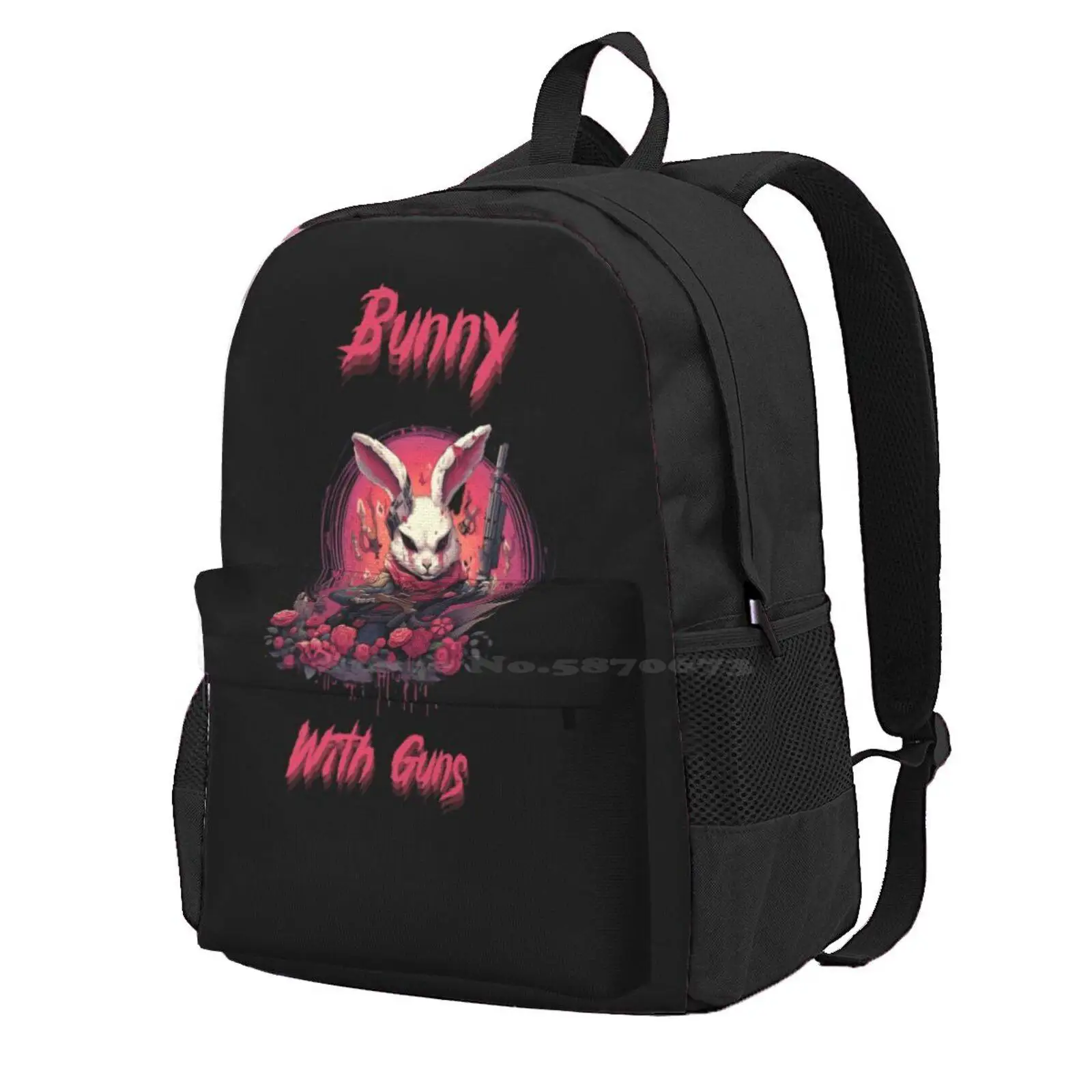 Bunny With Guns Flower Fresh Print Hot Sale Schoolbag Backpack Fashion Bags Bunny With Guns Flower Fresh Rabbit Weapons Death