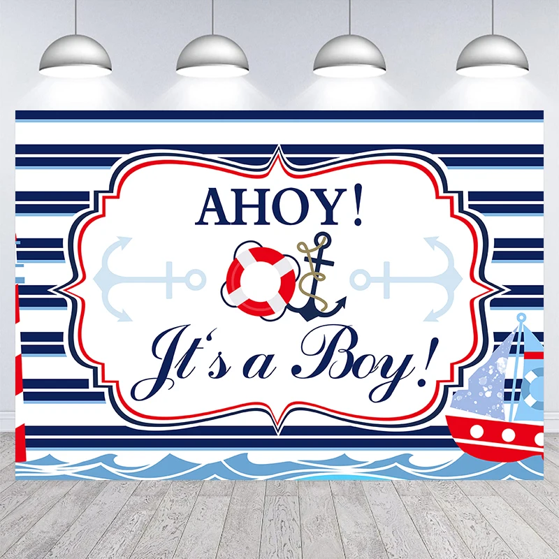 

Gender Reveal It Is A Boy Ocean Boat Backdrops For Newborn Birthday Party Photographic Studio Backgrounds Photocall Custom