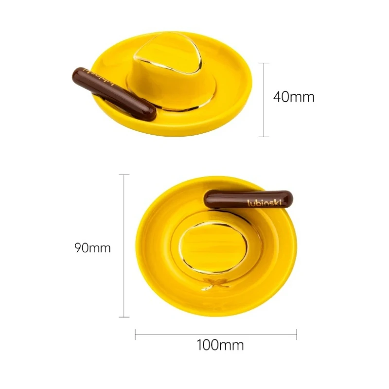 Portable Cigar Ashtray Cowboy Hat Shape Cigar Cigarette Ashtray Large Diameter Ceramic Cigar Ashtray Holder Smoking Accessories view 6