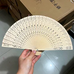 Fully Fragrant Wood Fan, Retro Folding Fan, Hollow Craft, Chinese Style Wedding Return Gift, Wooden Imitation Sandalwood Fan, Fo