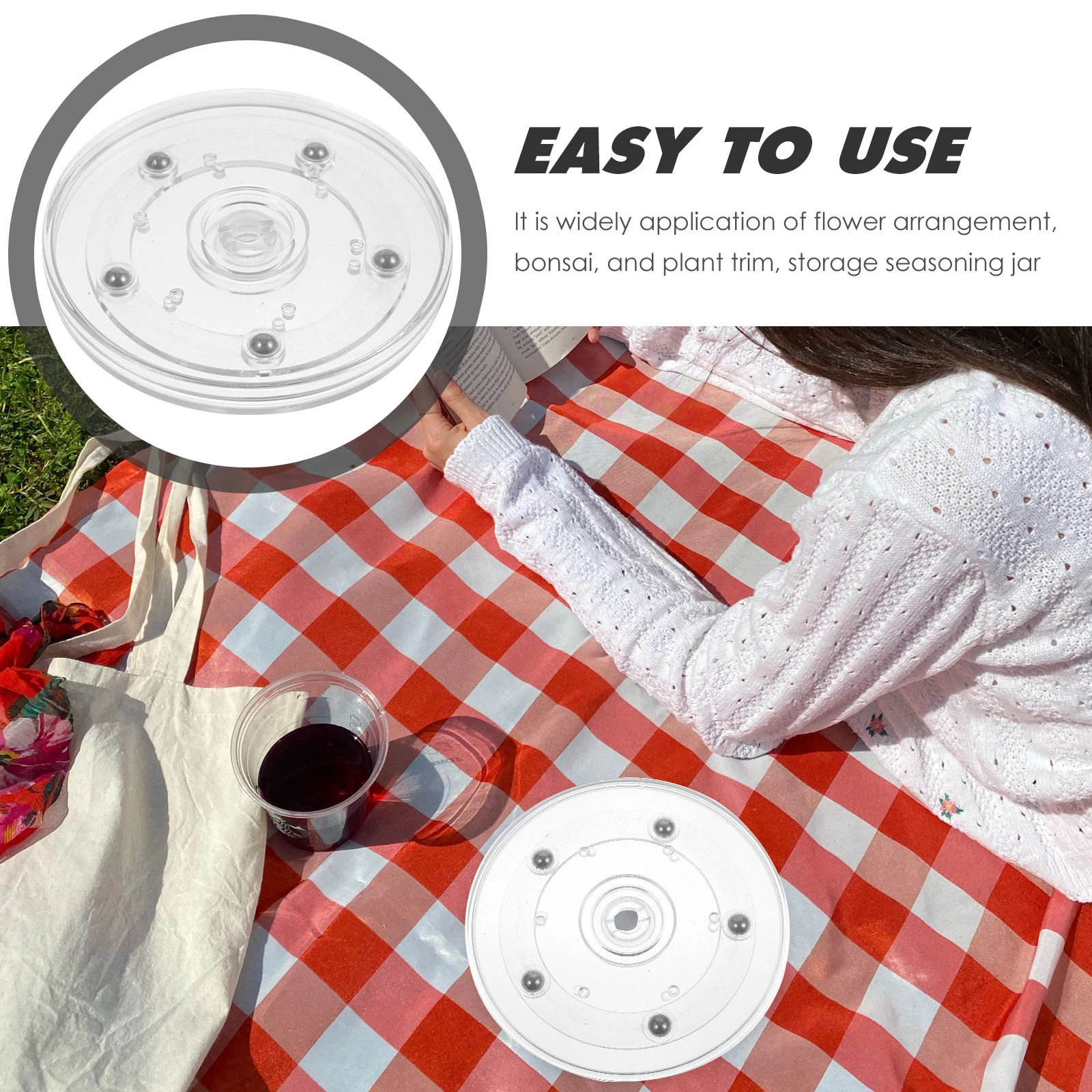 

2Pcs Acrylic Turntable -Degree Rotating Desktop Organizer for Kitchen Storage Seasoning Bottles Multi-Functional Round