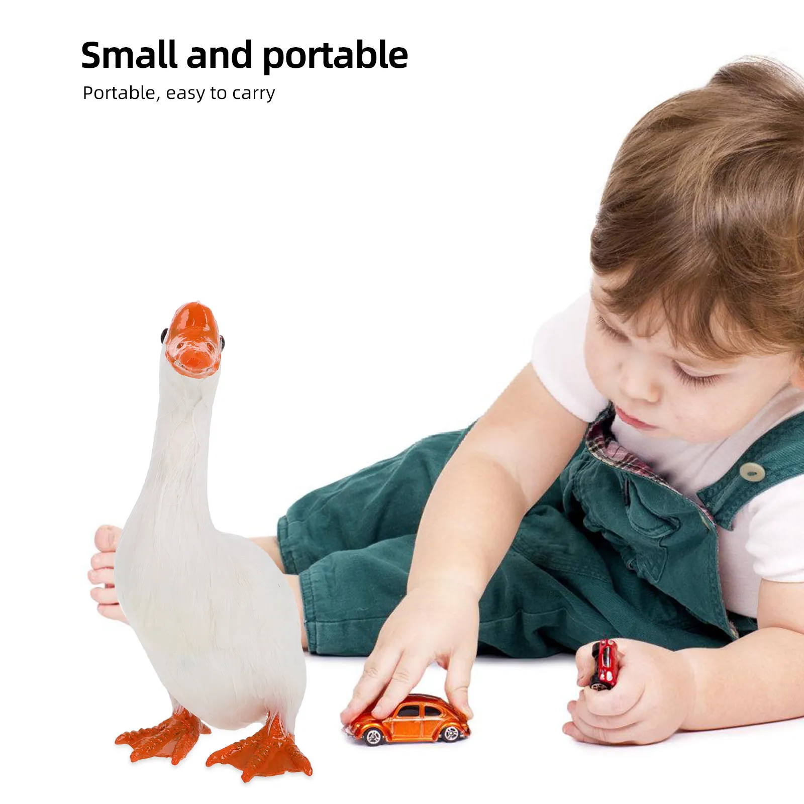White Goose Garden Statue Realistic Lifelike Animal Ornament for Lawn Courtyard Porch Outdoor Decor Classroom Learning Photo