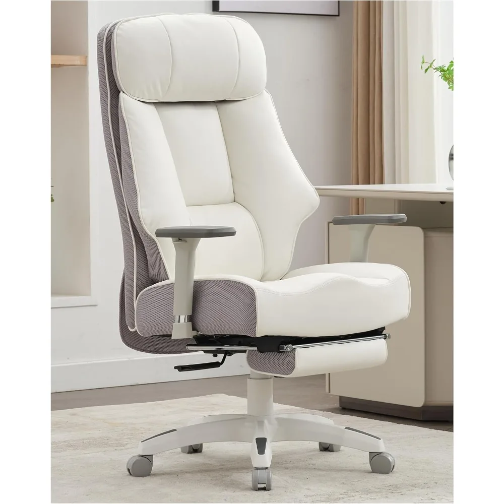 Big and Tall Office Chair 400lbs with Foot Rest, High Back Executive Office Chair with Extra-Thick Spring Cushion, Adjustable Lu