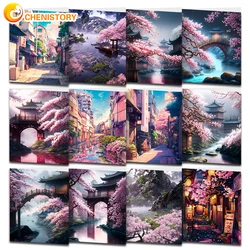 CHENISTORY 60x75 Frame Paint By Numbers Kits Town Scenery Diy Painting By Numbers On Canvas Draw Painting For Home Decor Gift