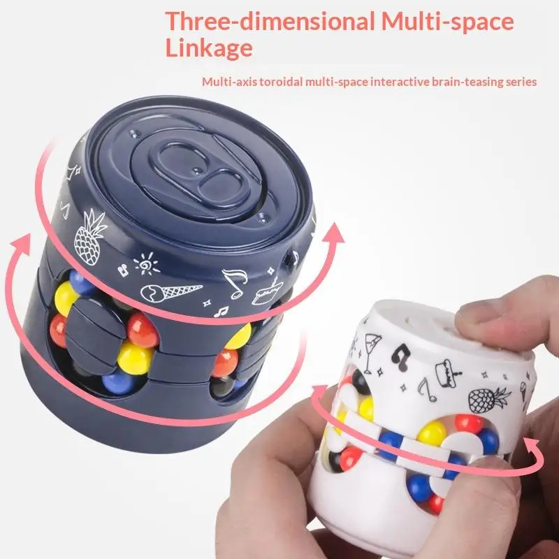【BS】Multiple Functions Fidget Toy Magic Colorful Beans Finger Spinning Relieves Stress Decompression Gift For Children And Adult