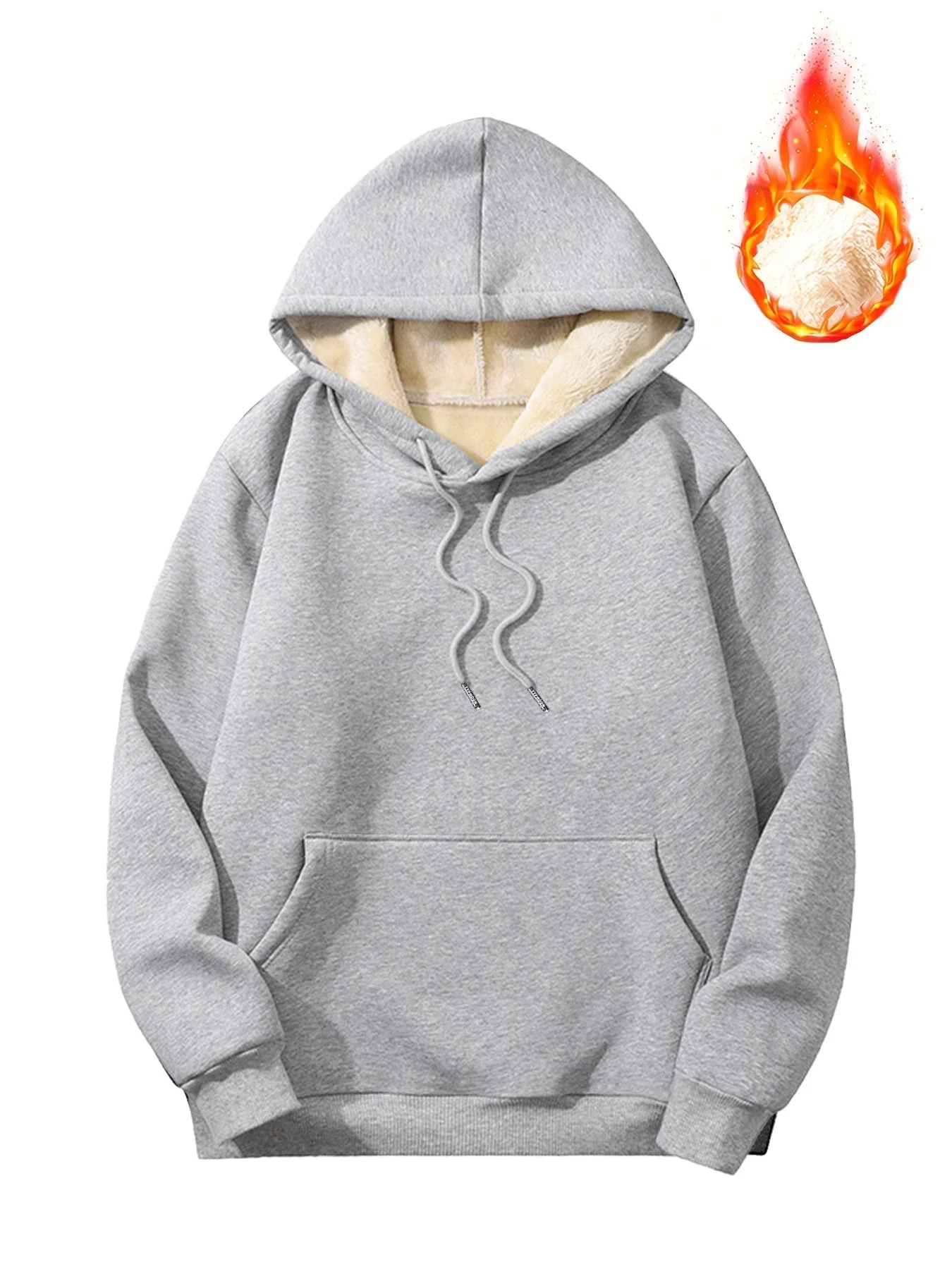 Men Winter Warm Hoodie Sherpa Lined Thick Fleece Sweatshirt Casual Sports Pullover for Commute Exercise Daily Wear