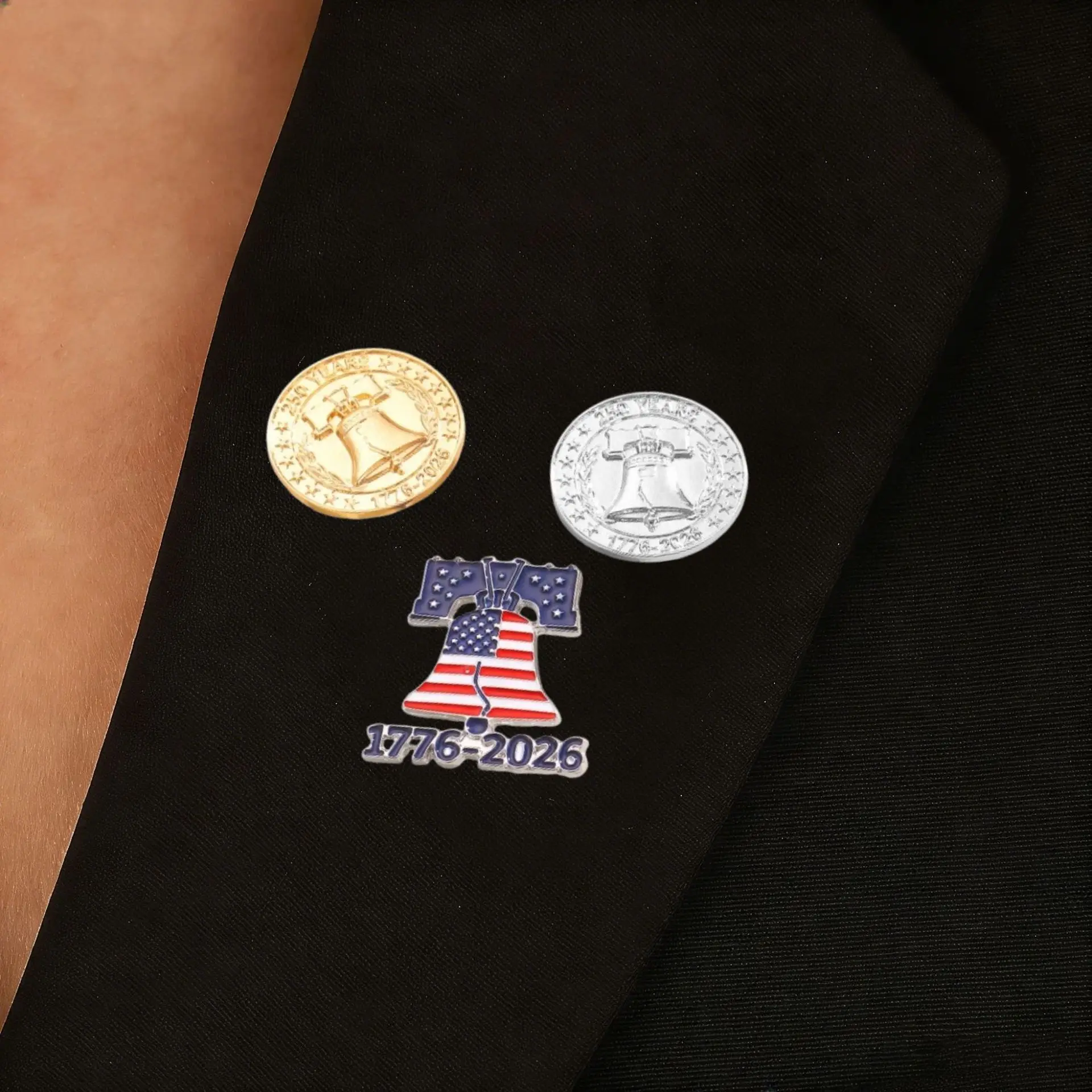 3pcs 1776-2026 America 250th Anniversary Liberty Bell Enamel Lapel Pins, USA Patriotic Badge Pins, Freedom Collectible Brooches