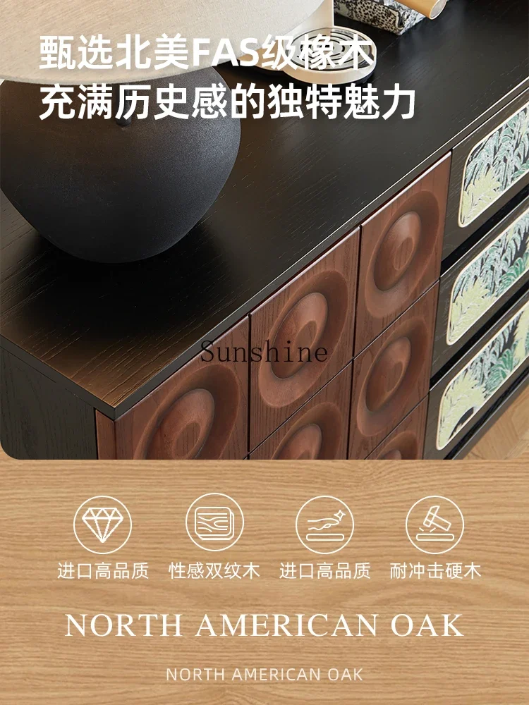 American rural solid wood antique style dining side storage living room painted wall lockerX