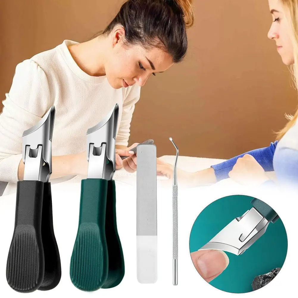 Eagle Beak Beveled กรรไกรตัดเล็บชุด 3, ยาวหนาคุดเอียงกว้าง Care Jaw เล็บเปิดเล็บ Anti W4n5