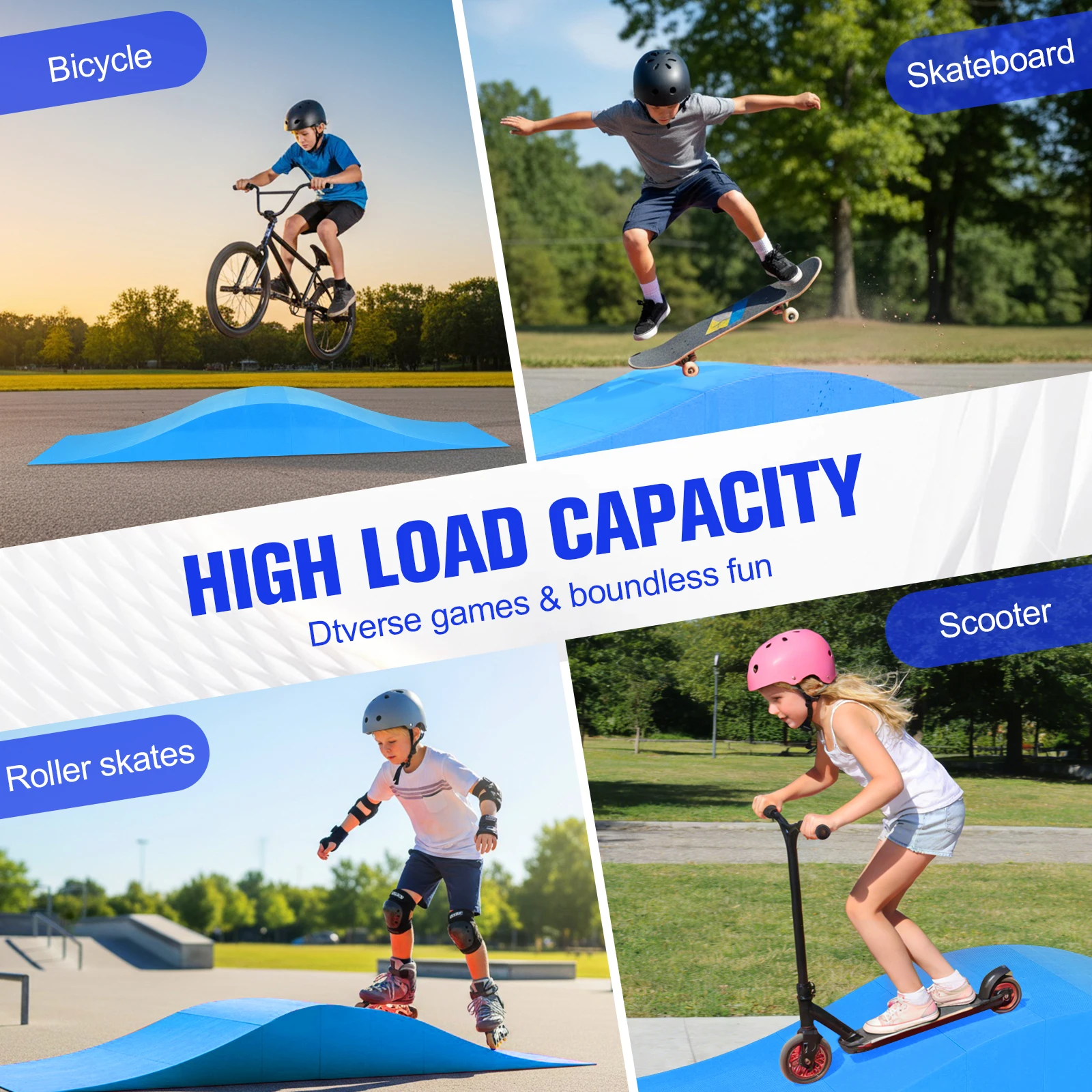 

Skate Ramp Track 70inch Length with Load Capacity of 330lbs RC Car & Dirt Bike Jump Ramp for BMX Roller Skating Teens Boys Girls