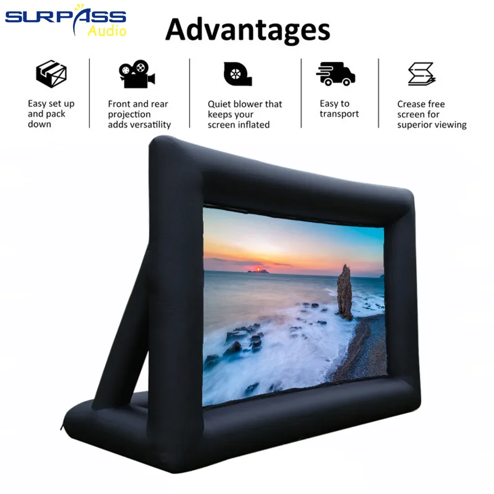 

Home Cinema 16ft Common Inflatable Projection Screen Movie Screen with Air Blowe16:9 Easy Carry for Camping Wedding Outdoor