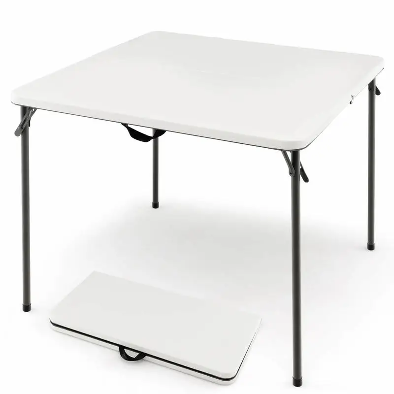 

Folding Camping Table with All-Weather HDPE Tabletop and Rustproof Steel Frame-White