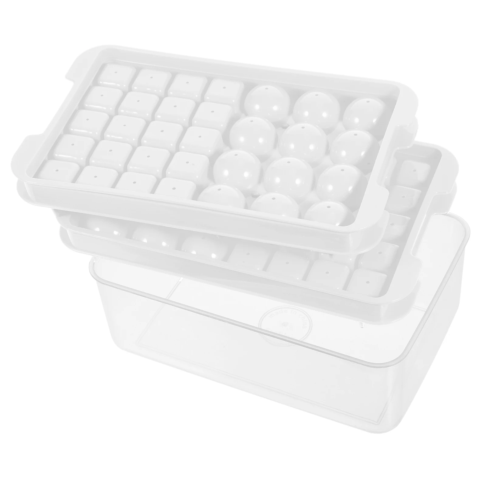 

1Set Ice Ball Tray PP Material Reusable Easy Release Double Layer Stackable Freezer Mold for Drinks Desserts Cocktail Ice Mold